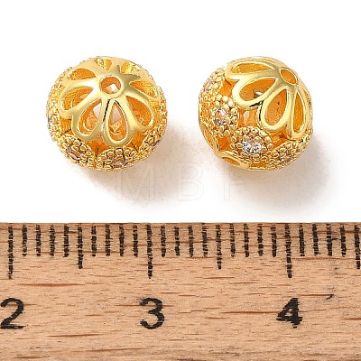 Rack Plating Brass Pave Cubic Zirconia Beads KK-M285-32C-G-1