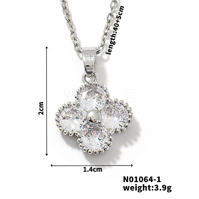 Fashionable clover copper inlaid zircon necklace ON6293-1