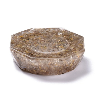 Resin with Natural Rutilated Quartz Chip Stones Ashtray DJEW-F015-07E-1