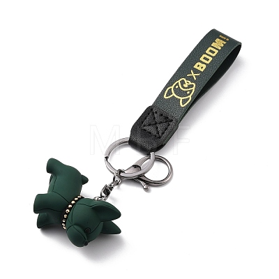 Imitation Leather Clasps Keychain KEYC-I113-01B-1