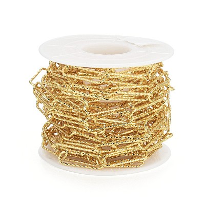 Soldered Textured Brass Paperclip Chains CHC-G005-21G-1