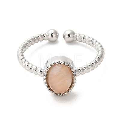 Natural Sunstone Open Cuff Ring RJEW-M166-04P-B-1