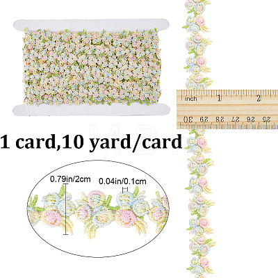 Gorgecraft 10 Yards Flower Polyester Trim Ribbon OCOR-GF0003-07A-1