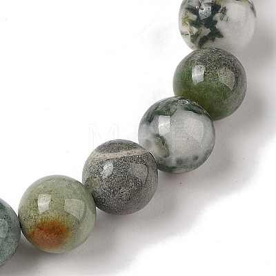 8mm Round Natural Tree Agate Braided Bead Bracelets BJEW-C067-01B-01-1