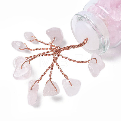 Natural Rose Quartz Chips Tree Decorations DJEW-P021-E01-1