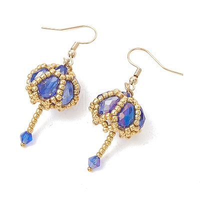 Transparent Electroplate Glass & Seed Glass Beads Dangle Earrings EJEW-MZ00714-03-1
