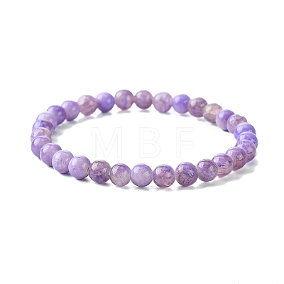 6.5mm Dyed Natural White Jade Round Beaded Stretch Bracelets for Women BJEW-JB10734-1