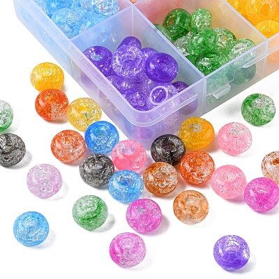 150Pcs 10 Colors Transparent Crackle Acrylic Beads MACR-YW0001-65-1