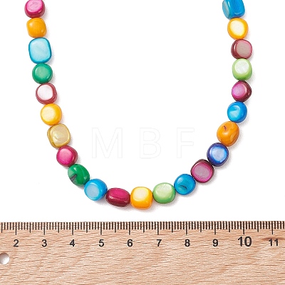 Dyed Natural Shell Colorful Nuggets Beaded Necklaces for Women NJEW-JN06002-1