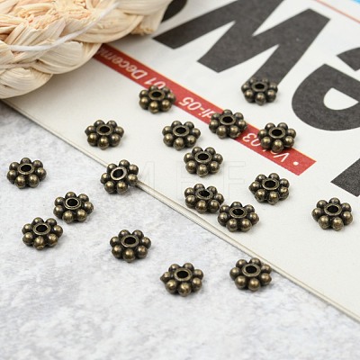 Tibetan Style Alloy Beads Daisy Spacer Beads LF1249Y-01AB-RS-1