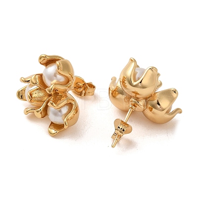 Flower 304 Stainless Steel Stud Earrings EJEW-U003-39G-1