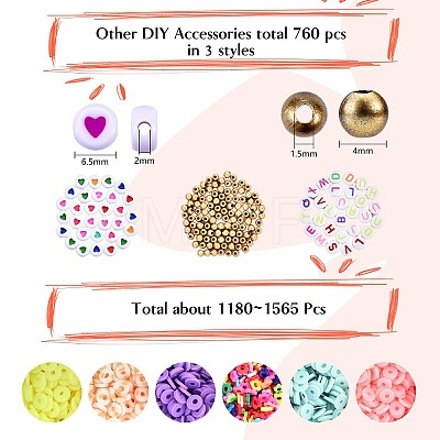1633Pcs Disc/Flat Round & Flower Polymer Clay Beads CLAY-SZ0001-75-1