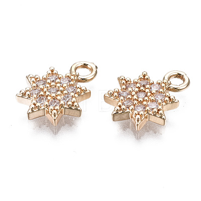 Brass Micro Pave Clear Cubic Zirconia Charms KK-S359-119-RS-1