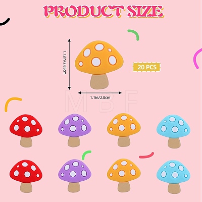 12Pcs 4 Colors Mushroom Food Grade Eco-Friendly Silicone Focal Beads SIL-SZ0001-10-1