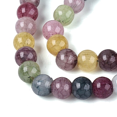 Ombre Effect Dyed Crackle Glass Beads Strands GLAA-Q106-01A-B28-1
