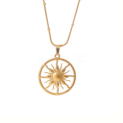 304 Stainless Steel Sun Pendant Necklaces for Women WG60B9D-01-1