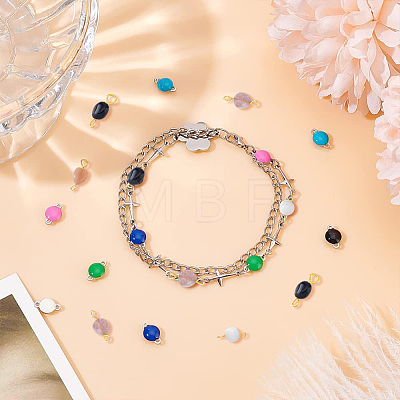 120Pcs 4 Styles Natural Mixed Gemstone Connector Charms FIND-DC0002-76-1