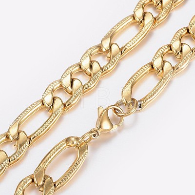 Men's 304 Stainless Steel Textured Figaro Chain Necklaces NJEW-I205-22A-1