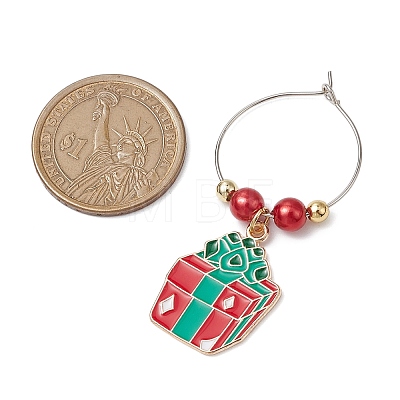 Christmas Alloy Enamel Wine Glass Charms AJEW-JO00258-1