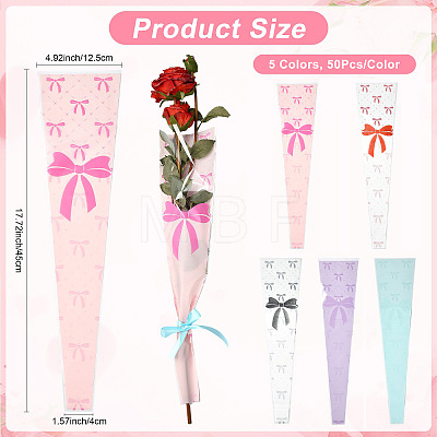Bowknot Print Transparent PE Cone Flower Sleeves ABAG-FZC0002-001G-1