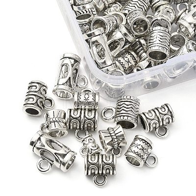 60Pcs 6 Style Tibetan Style Alloy Tube Bails FIND-YW0003-17-1