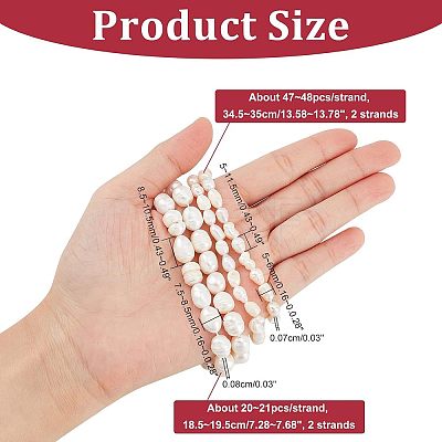  4Strands 2 Styles Natural Cultured Freshwater Pearl Beads Strands PEAR-NB0001-64-1