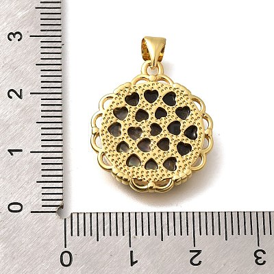 Brass with Natural Shell Carved Pendants KK-Z091-06G-01-1