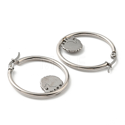 304 Stainless Steel Hedgehog Beaded Hoop Earrings EJEW-F320-02P-1