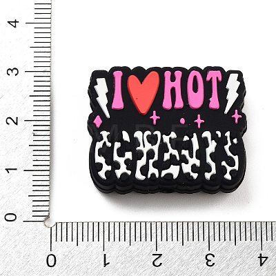 Word I Love Hot Food Grade Eco-Friendly Silicone Focal Beads SIL-K004-11B-1