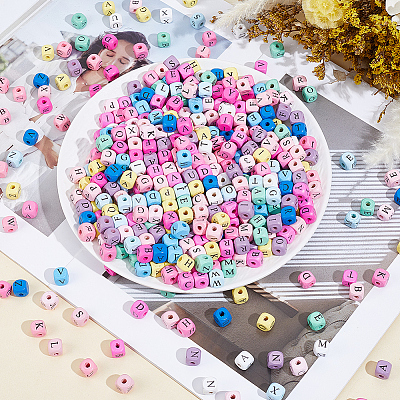 600Pcs Natural Wood Printed Beads WOOD-PA0001-48-1