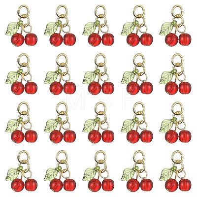 30Pcs Glass & Acrylic Beaded Charms PALLOY-CJ0003-03-1