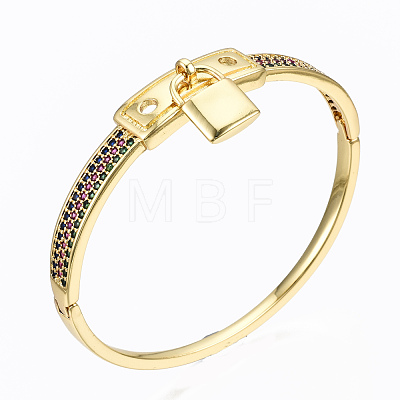 Brass Micro Pave Cubic Zirconia Bangles BJEW-T018-04G-01-NF-1