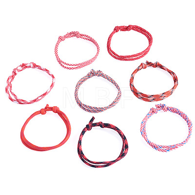 32Pcs 8 Styles Polyester & Spandex Cord Braided Bead Bracelets BJEW-TAC0065-1