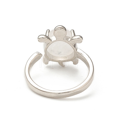 Natural Quartz Crystal Turtle Open Cuff Ring RJEW-P082-01P-27-1