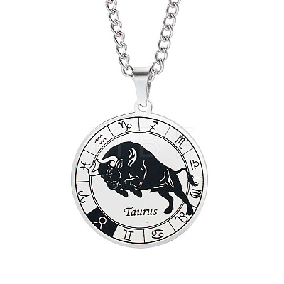 Unisex 201 Stainless Steel Constellation Pendant Necklaces NJEW-T011-LA721-2-1