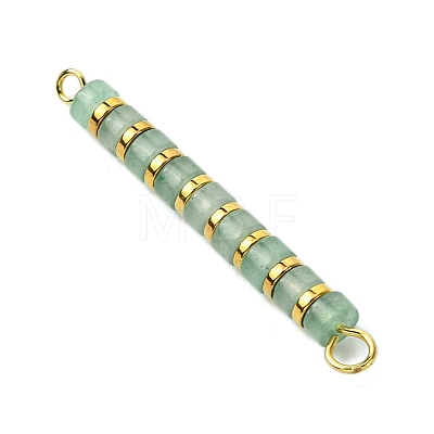 Natural Green Aventurine & Electroplated Synthetic Non-magnetic Hematite Heishi Connector Charms PALLOY-JF03291-02-1