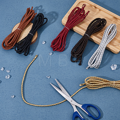 DICOSMETIC 6Pcs 6 Colors Braided Imitation Leather Cords OCOR-DC0001-10B-1