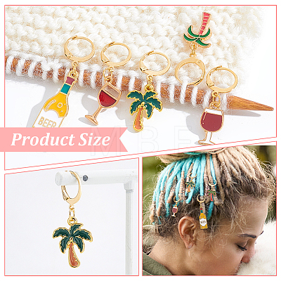 12Pcs 6 Style Wine & Beer & Coconut Tree Locking Stitch Markers HJEW-PH01603-1