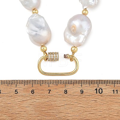 Natural Baroque Keshi Pearl Nuggets Beaded Necklaces NJEW-JN06511-1