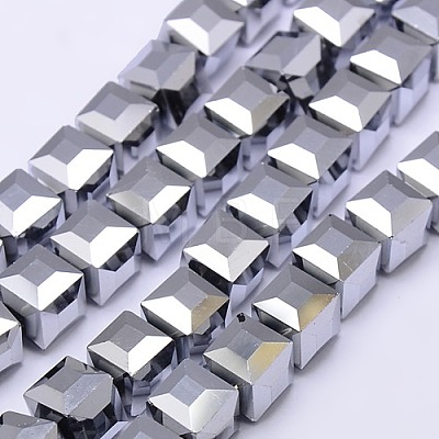 Faceted Cube Shaped Crystal Glass Beads Strands EGLA-F016-C01-1