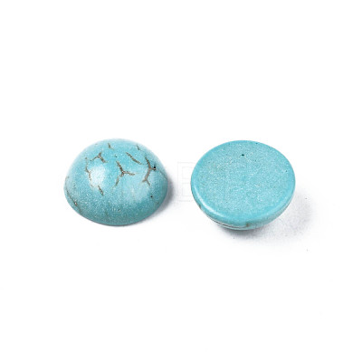 Craft Findings Dyed Synthetic Turquoise Gemstone Flat Back Dome Cabochons TURQ-S266-6mm-01-1