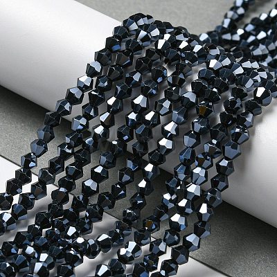 Transparent Electroplate Glass Beads Strands GLAA-F029-2mm-C02-1