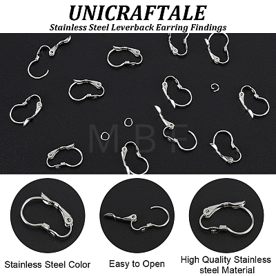 Unicraftale 40Pcs 304 Stainless Steel Leverback Earring Findings STAS-UN0052-48-1