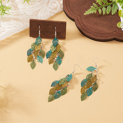 2 Pairs 430 Stainless Steel Leaf Dangle Earrings EJEW-TA0001-83D-1