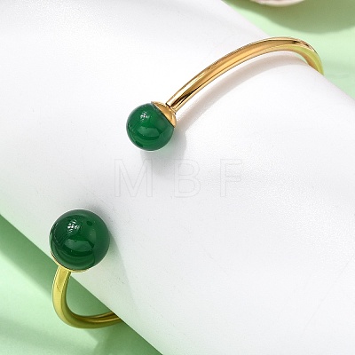 304 Stainless Steel & Nautral Gemstone Torque Bangles BJEW-H644-10G-1