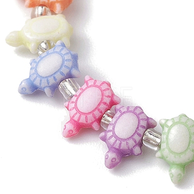 Beach Tortoise Acrylic & Glass Seed Beaded Stretch Bracelets BJEW-JB10300-02-1