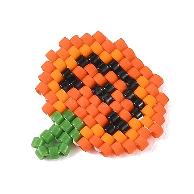Halloween Glass Seed Beaded Pendants PALLOY-MZ01398-1