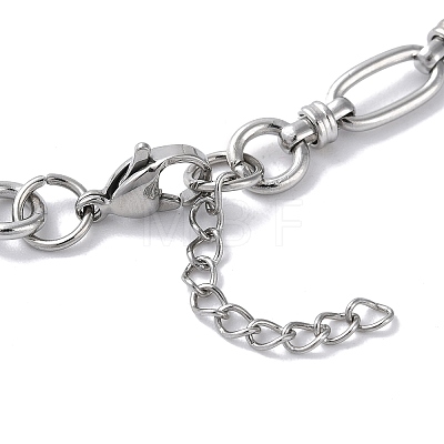 304 Stainless Steel Oval & Ring Link Chain Bracelets for Women BJEW-D028-01P-1