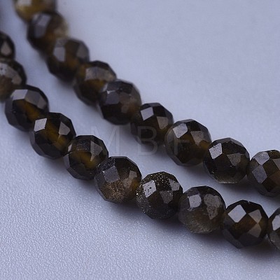 Natural Golden Sheen Obsidian Beaded Necklaces NJEW-K114-B-A19-1