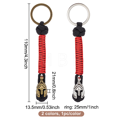 DELORIGIN 2Pcs 2 Colors Handmade Spartan Nylon Parachute Cord Keychain for Men KEYC-DR0001-13-1